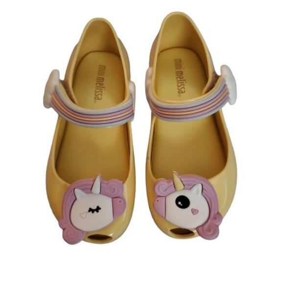 Mini Melissa Little Girls Mini Ultragirl Unicorn Pale Yellow Gloss Shoes Size 8 - Picture 9 of 16